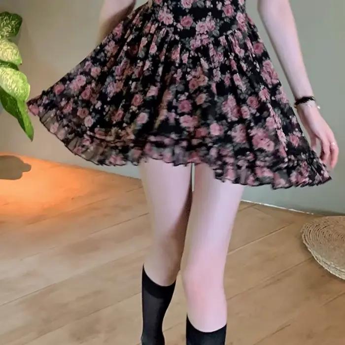Robe sans manches féminine printemps été décontractée style coréen motif floral élégante à offrir pour jeunes femmes occasions spéciales