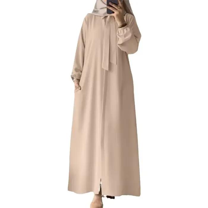 Abaya-Robe musulmane à col rabattu pour femmes musulmanes