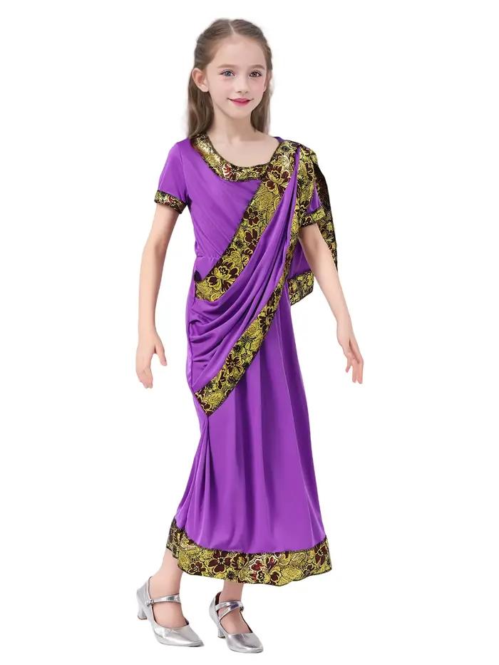 Robe de princesse ethnique indienne glamour déguisement de Noël Bollywood sari de cosplay pour enfants occasions spéciales