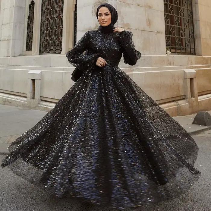 Robe de soirée de mariage arabe de Dubaï pour femme musulmane 2026