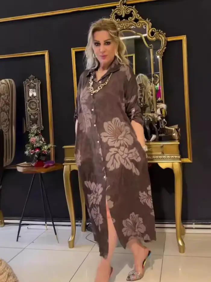 4 couleurs Caftan robe de soirée longue ample pour les femmes Abaya Chic impression