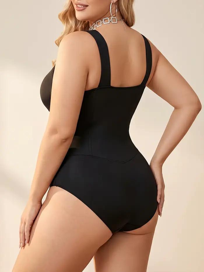 Body gainant grande taille à bretelles larges et empiècements en maille