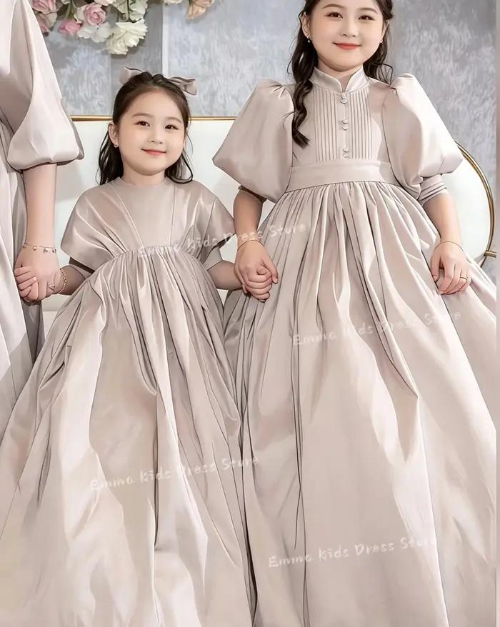Robe de demoiselle d'honneur élégante personnalisée avec nœud en dentelle brodée