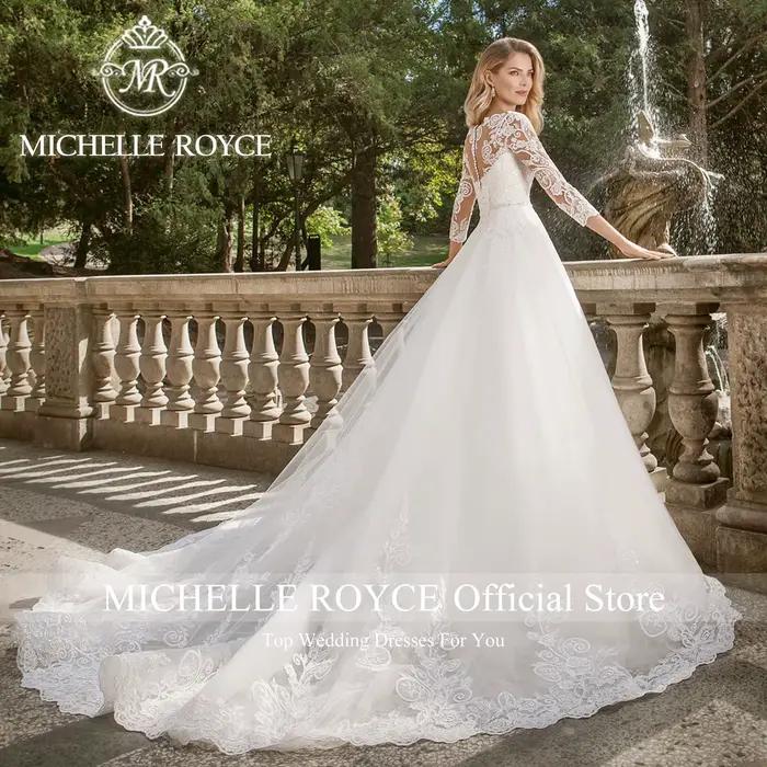 Michelle Royce-Robe de mariée avec ceinture perlée