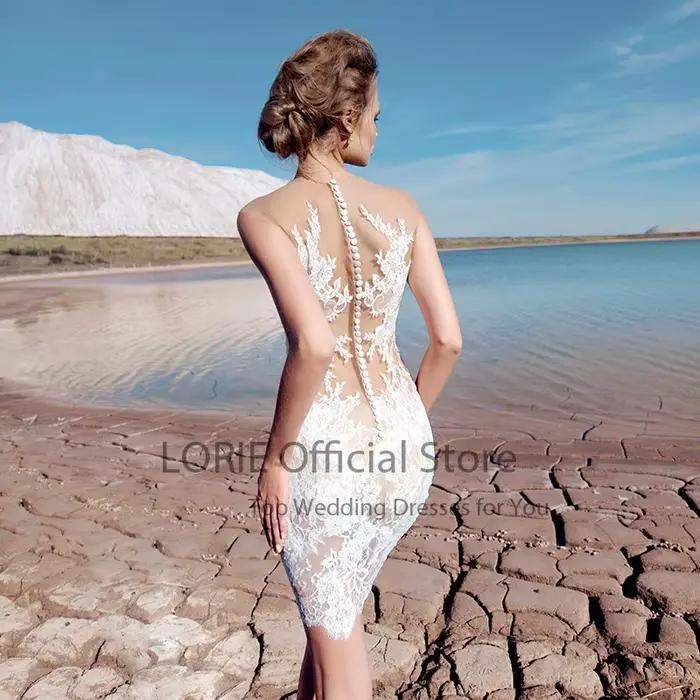 LORIE-Robe de Mariée Vintage, Jupe Amovible, Col Rond, Appliques en Dentelle et Tulle, Deux Pièces, à Volants, Personnalisée