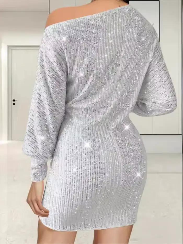 Paillettes confortable à manches longues Mini robe femmes Sexy fête élégante mode Hotsweet vêtements robes
