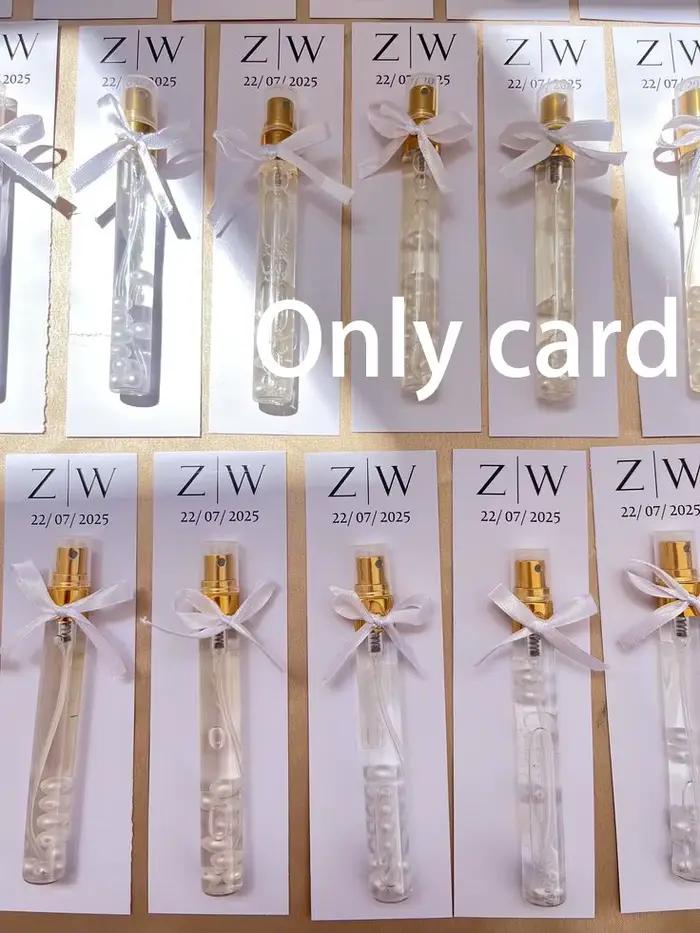 Carte cadeau de parfum personnalisée pour invités de mariage, réception nuptiale personnalisée, fiançailles, conception de remerciement, texte, nom imprimé, carte postale, bricolage
