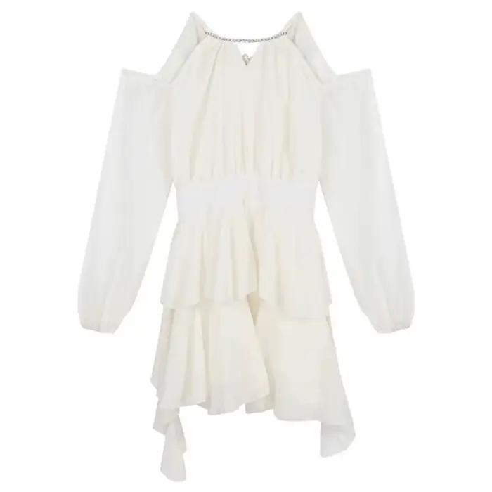 Robes licou femmes solide nouveau plissé été Hotsweet populaire Vintage Style français Streetwear Simple en mousseline de soie robe quotidienne