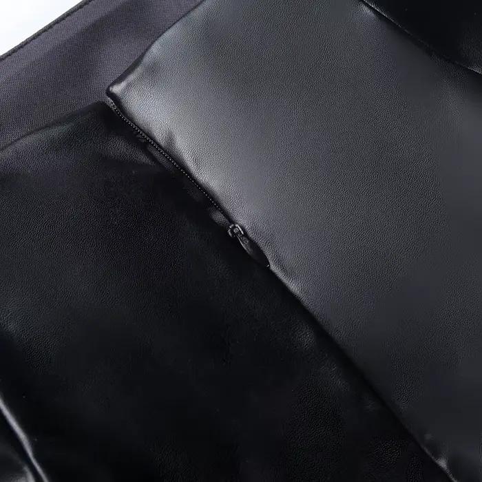 Jupe mi-longue fendue en Faux cuir pour femmes