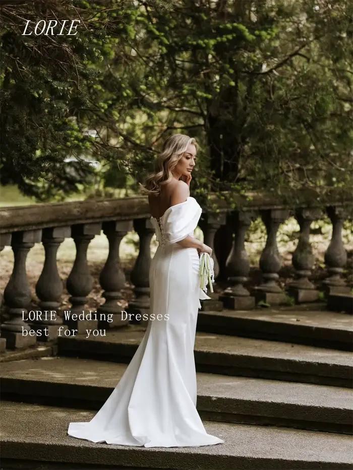 LORIE Robe de mariée civile élégante style sirène, épaules dénudées, plissée, simple, pour fiançailles et mariage, personnalisable 2026