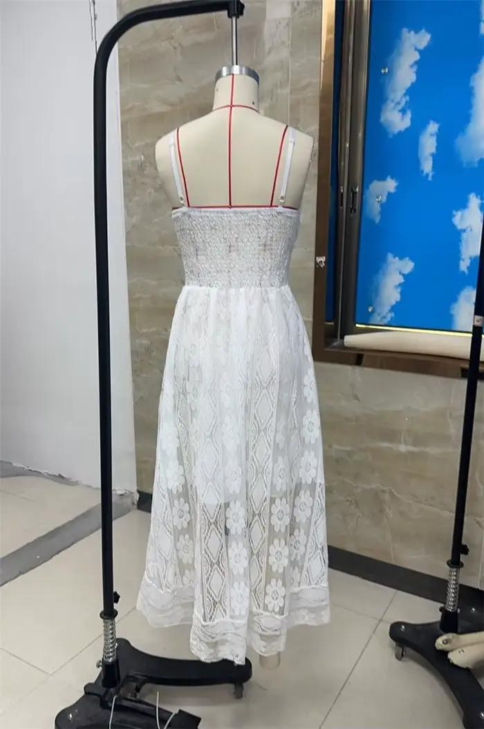 Robe longue en dentelle style Boho pour femme