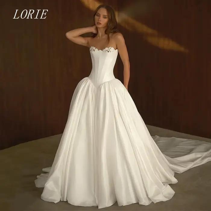 Robe de mariée civile LORIE de luxe en dentelle, coupe trapèze, simple, épaules dénudées, élégante, personnalisable 2026