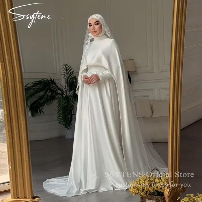 SSYTENS Robes de mariée musulmanes modestes en satin
