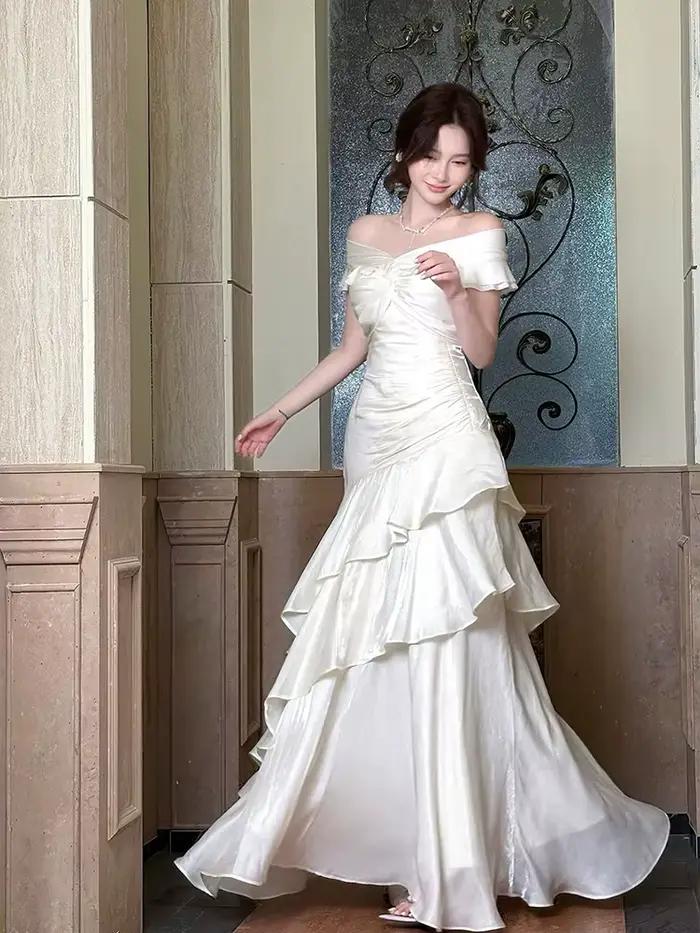 Nouvelle Robe Longue Élégante Française pour Femme