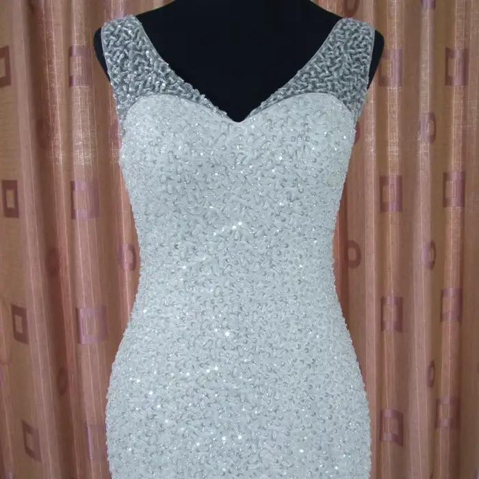 Robe de mariée sirène QQ Lover perlée super brillante pour femmes, personnalisable, blanc ou ivoire, occasions de prestige