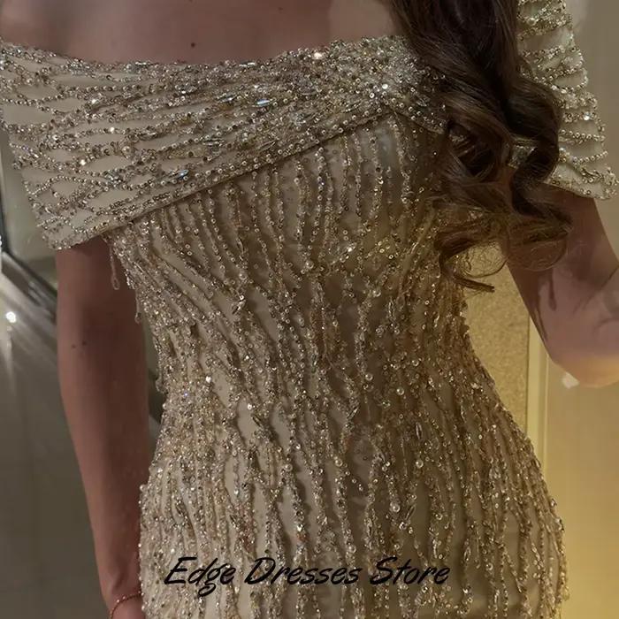 Robe de soirée personnalisable en polyester pailletée et perlée sans manches col bateau pour femmes soirées formelles mariages proms occasions spéciales