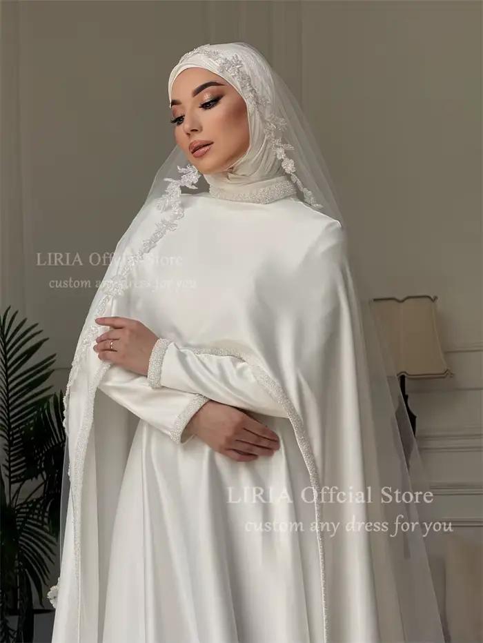 SSYTENS Robes de mariée musulmanes modestes en satin