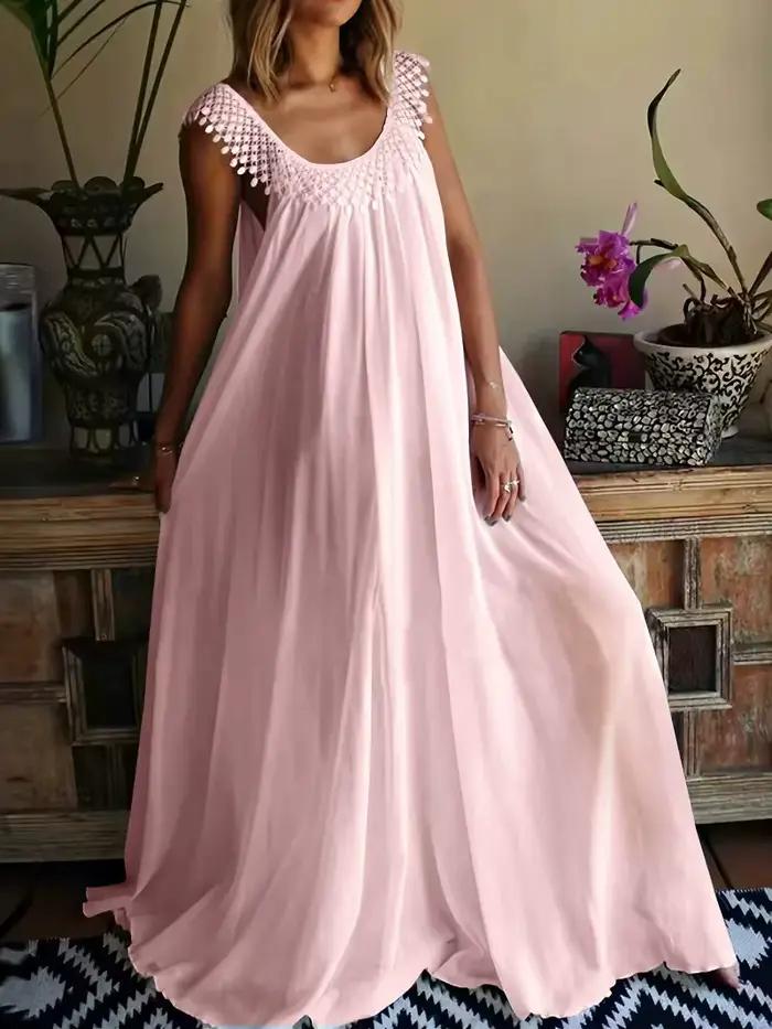 Nouvelle collection été 2026 : Robe maxi simple, monochrome, haut de gamme.