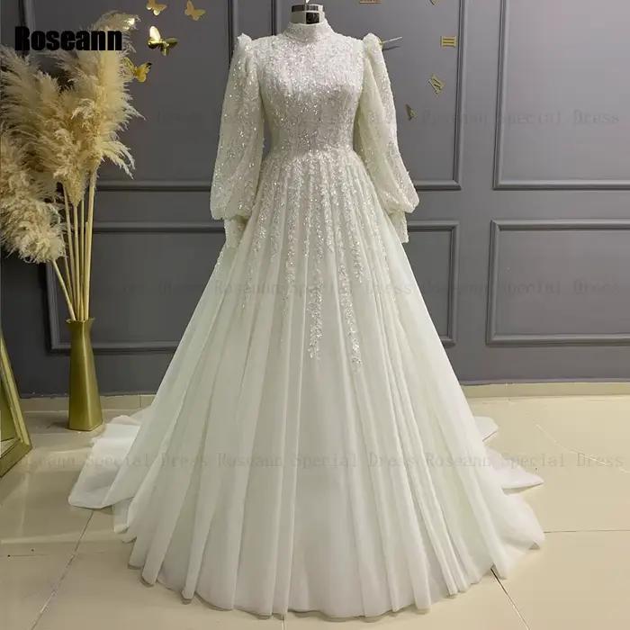Robes de mariée A-Line musulmanes