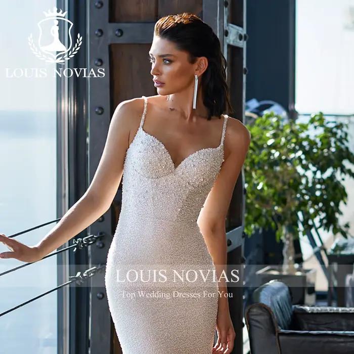 LOUIS NOVIAS 2IN1 robe De mariée sirène avec veste chérie perles paillettes mince trompette