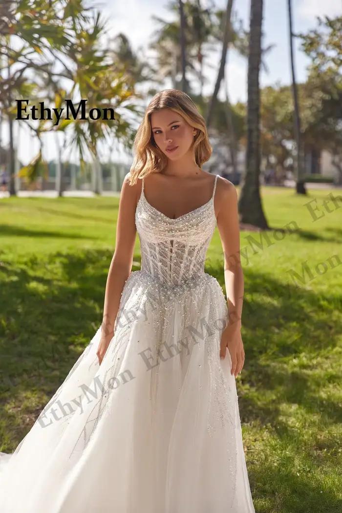 Ethymon charmante bretelles Spaghetti robes De mariée pour les femmes