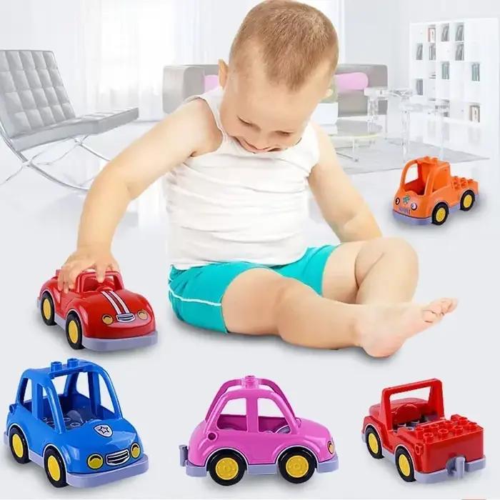 Blocs de construction de grande taille, série de la circulation, grosses particules, voiture, Bus, camion, avion, hélicoptère, accessoires compatibles, jouets en brique Duploes