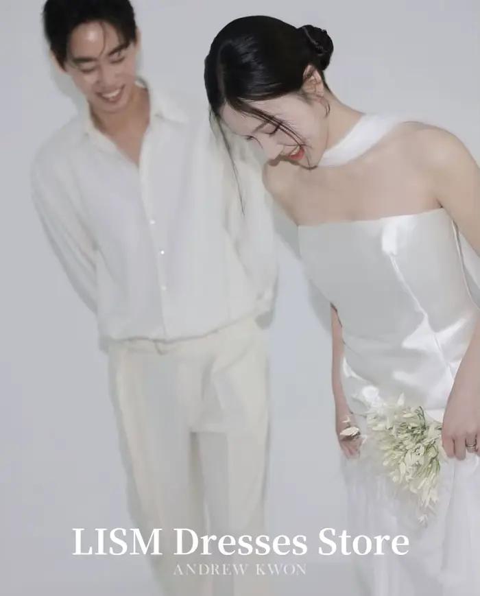 LISM robes de mariée coréennes élégantes avec séance Photo au foulard Tulle doux longueur de plancher