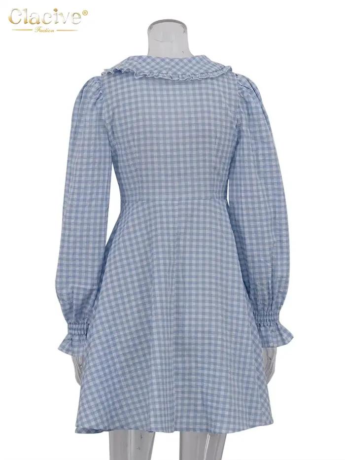 ClacMarkets-Mini robe en coton à carreaux pour femmes