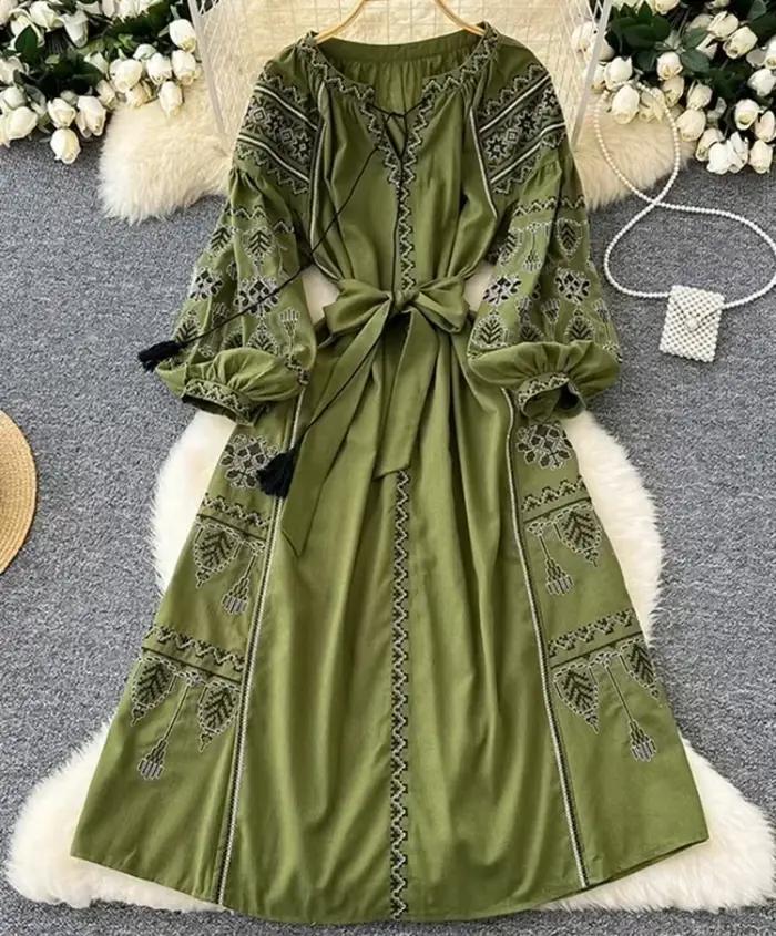 Robe de Style ethnique rétro européen pour femmes au printemps et en automne