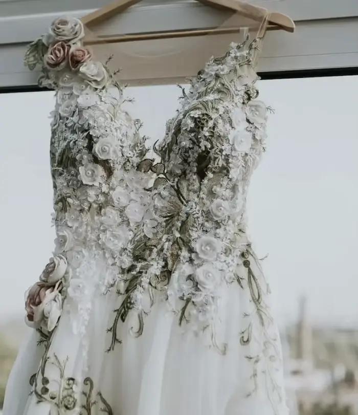 Robes de mariée A-ligne à fleurs colorées, robes de mariée