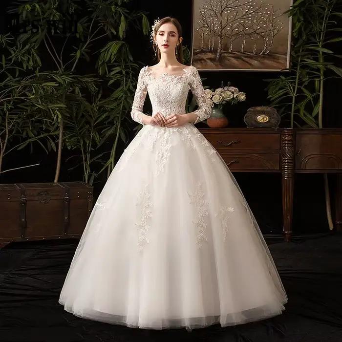 Robes de mariée en dentelle à manches longues