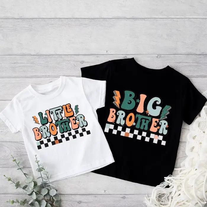 Économie Big & Little Brother pour frères et sœurs, tenues assorties pour frères et sœurs, t-shirts à manches courtes pour enfants, vêtements d'été, nouveau cadeau de t-shirt Big Brother