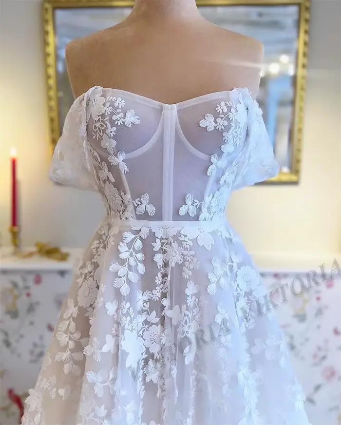 VIKTORIA charmante ligne a robes De mariée pour les femmes hors De l'épaule à lacets dentelle Robe
