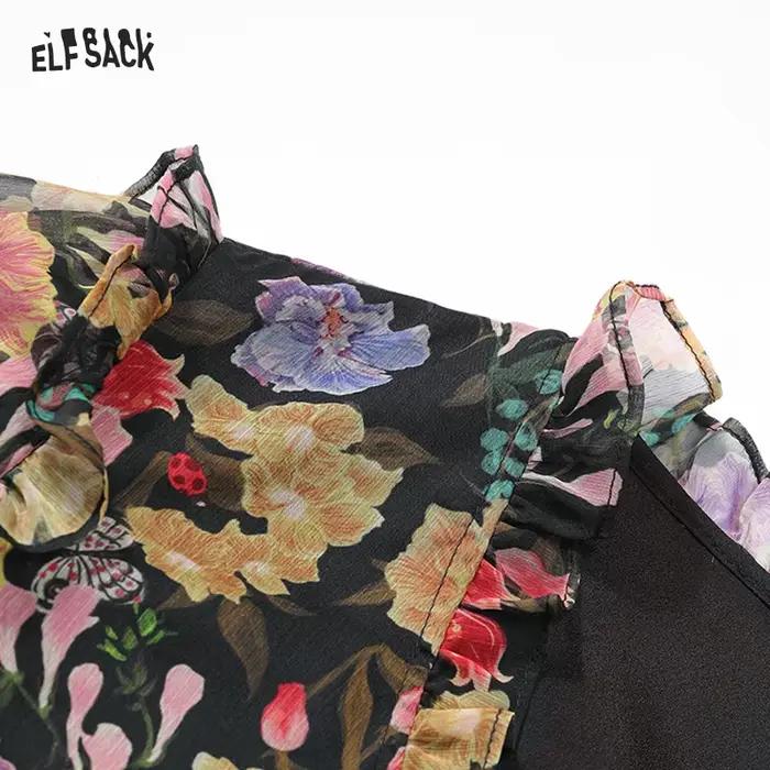 Robe longue en mousseline de soie florale à volants