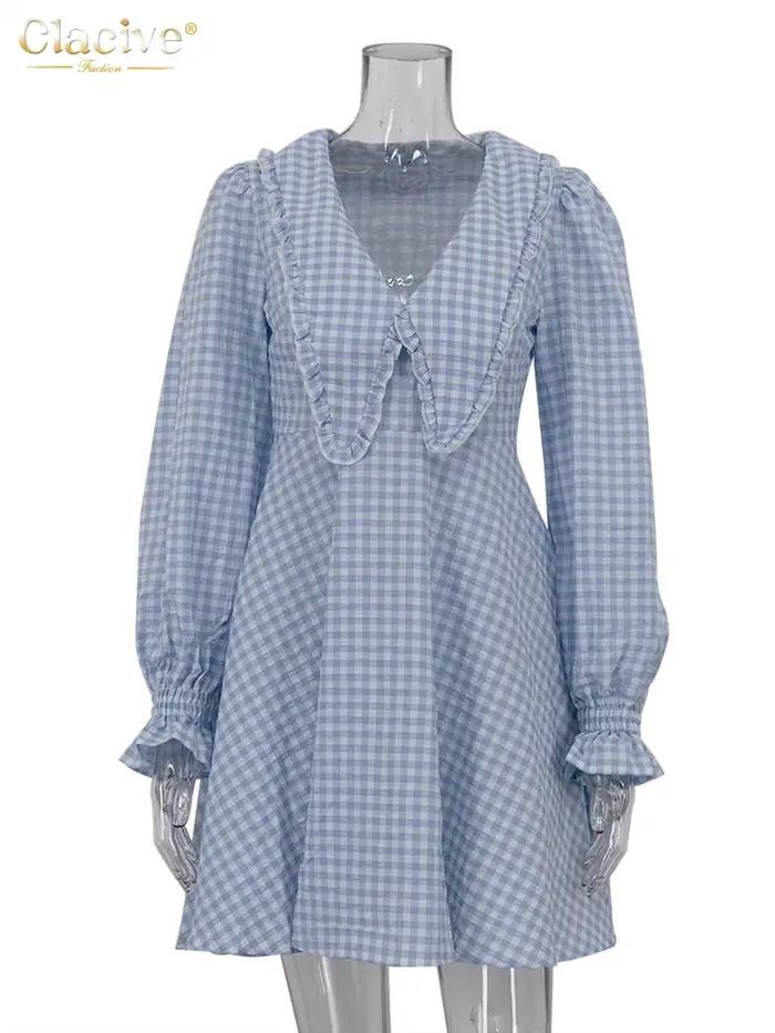 ClacMarkets-Mini robe en coton à carreaux pour femmes