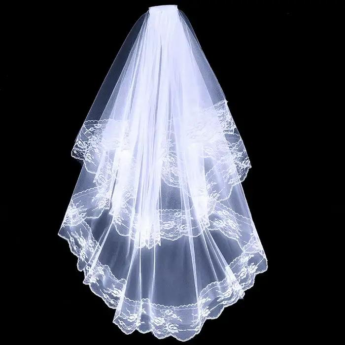 Voile de mariée d'Halloween pour femmes avec bord en dentelle