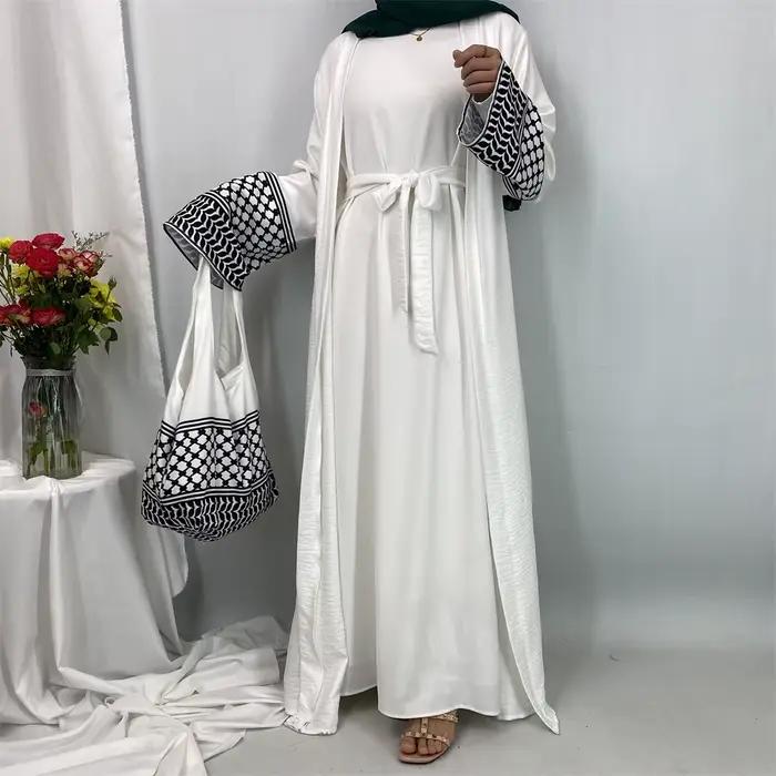 Dubaï élégant caftan Robe modeste Abayas musulman ouvert Abaya et sac femmes Islam