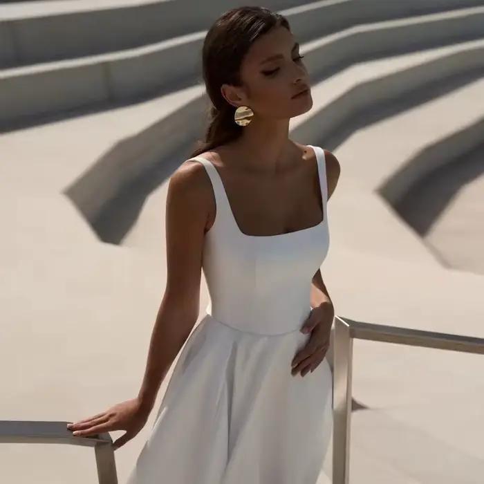 Robes De mariée carrées simples personnalisées
