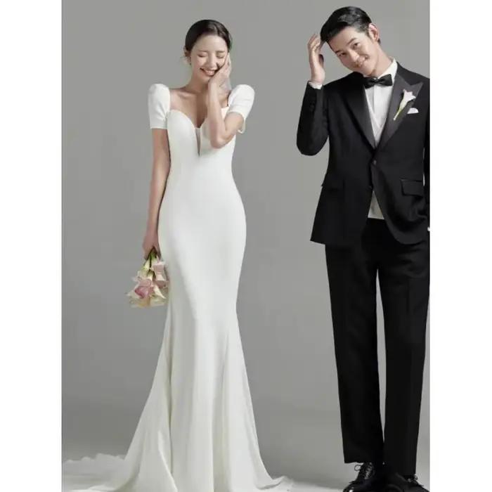 Robe de mariée légère française avec taille en Satin