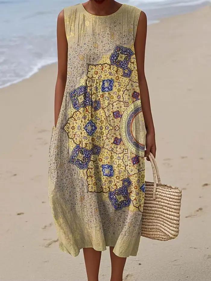 Robe sans manches 26 Nouveau style Grande taille Décontractée Col rond Imprimé géométrique 3D