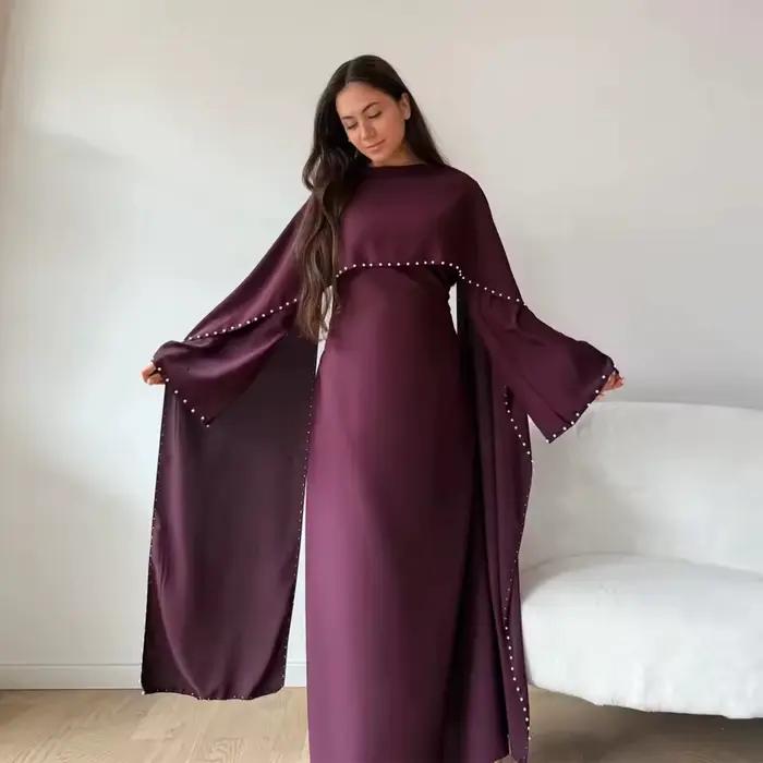 Dubaï perle Cape Abayas pour femmes Robe modeste Eid Djellaba musulman Islam vêtements turquie caftan Kebaya