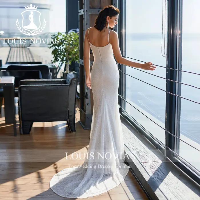 LOUIS NOVIAS 2IN1 robe De mariée sirène avec veste chérie perles paillettes mince trompette