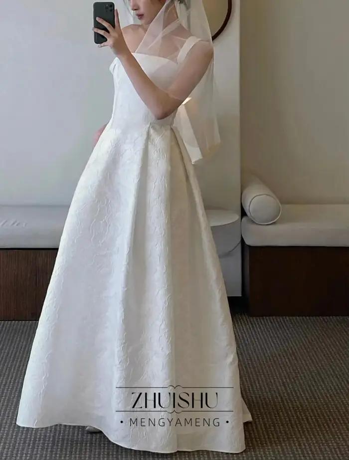 Robe de soirée de mariage classique en Satin Jacquard