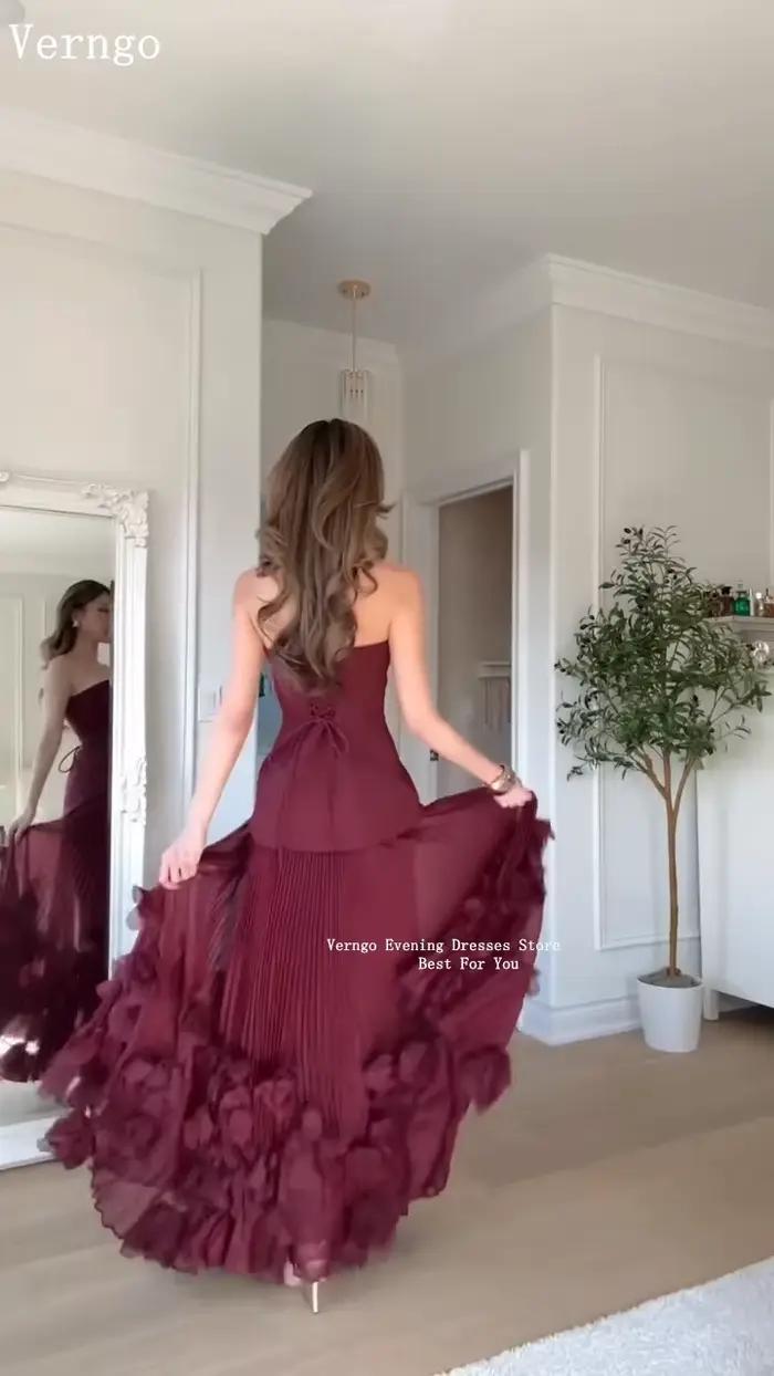 Robe de soirée en crêpe bordeaux Verngo