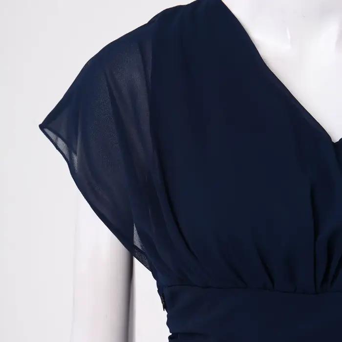 Robe en Mousseline de Soie Élégante Sans Manches Col en V Pour Femmes Occasions Spéciales Plage Mariage Vacances