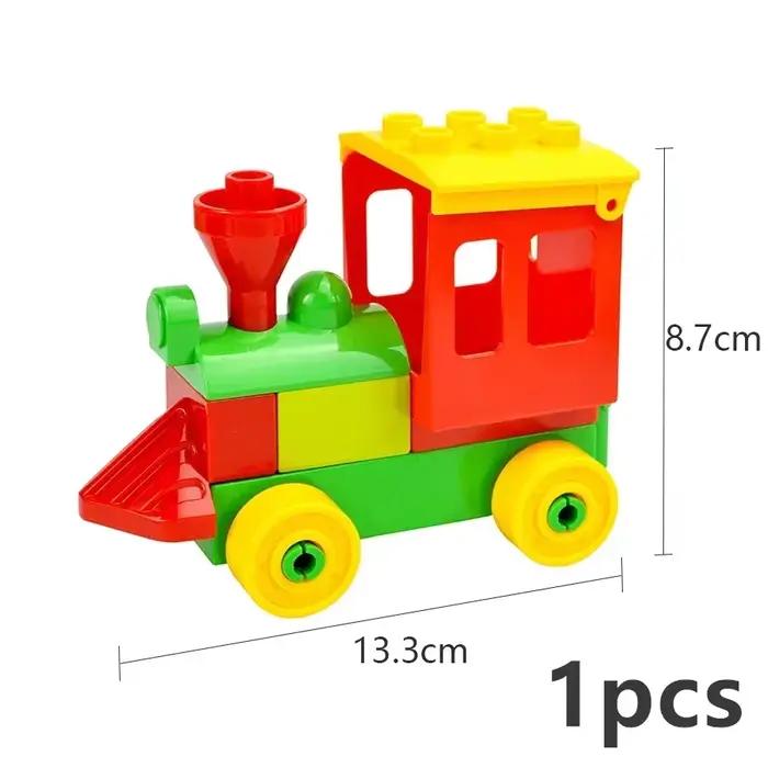 Blocs de construction de grande taille, série de la circulation, grosses particules, voiture, Bus, camion, avion, hélicoptère, accessoires compatibles, jouets en brique Duploes