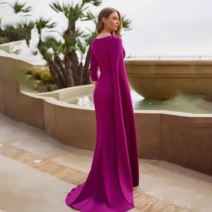 Robe mère de la mariée élégante col en V sirène imprimé floral pour mariage soirées et événements spéciaux ```