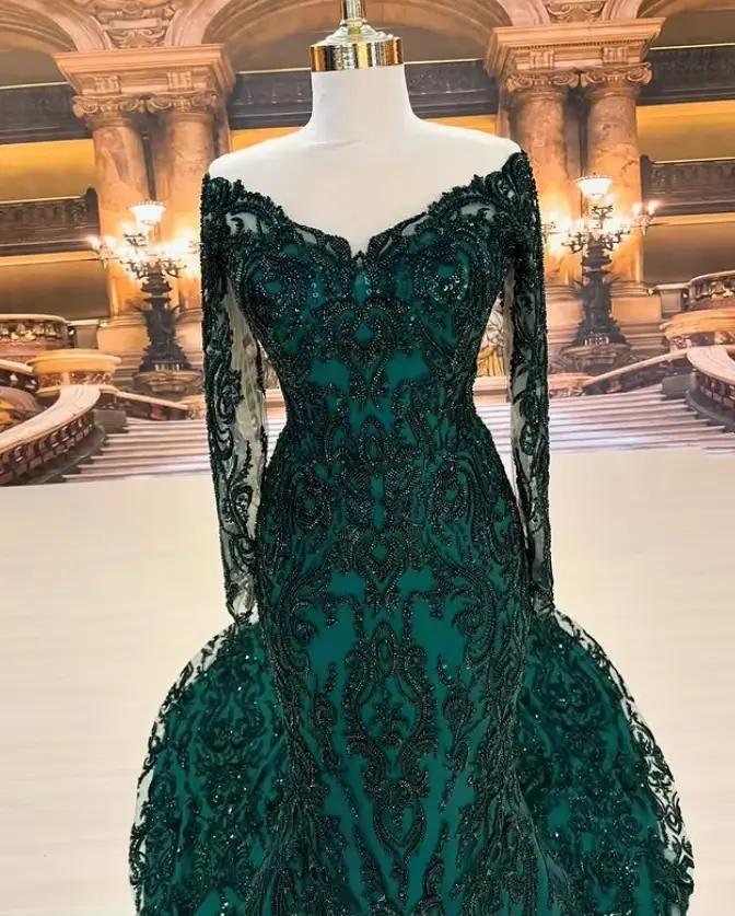 Robe de mariée sirène de luxe verte pour Nikkah