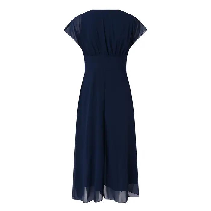 Robe en Mousseline de Soie Élégante Sans Manches Col en V Pour Femmes Occasions Spéciales Plage Mariage Vacances