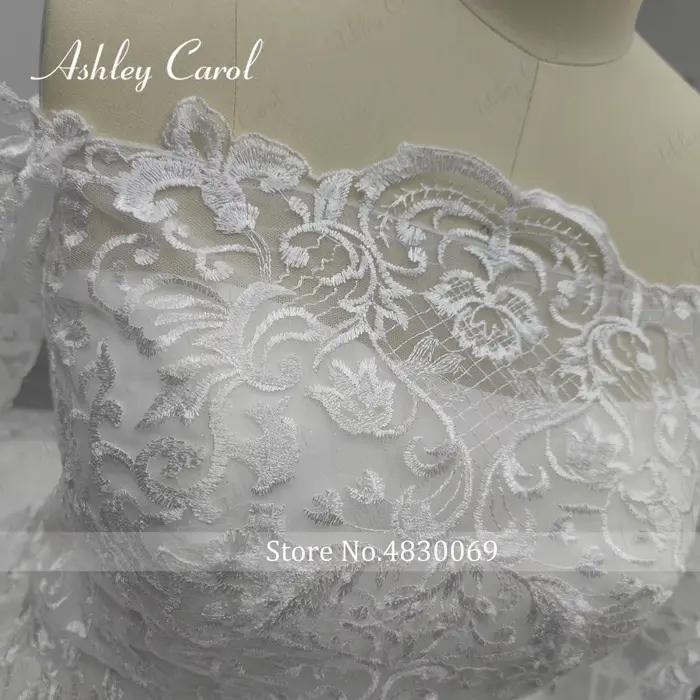 Ashley Carol nouvelle arrivée robe De mariée avec veste photos réelles superbe à manches longues Appliques ceinture